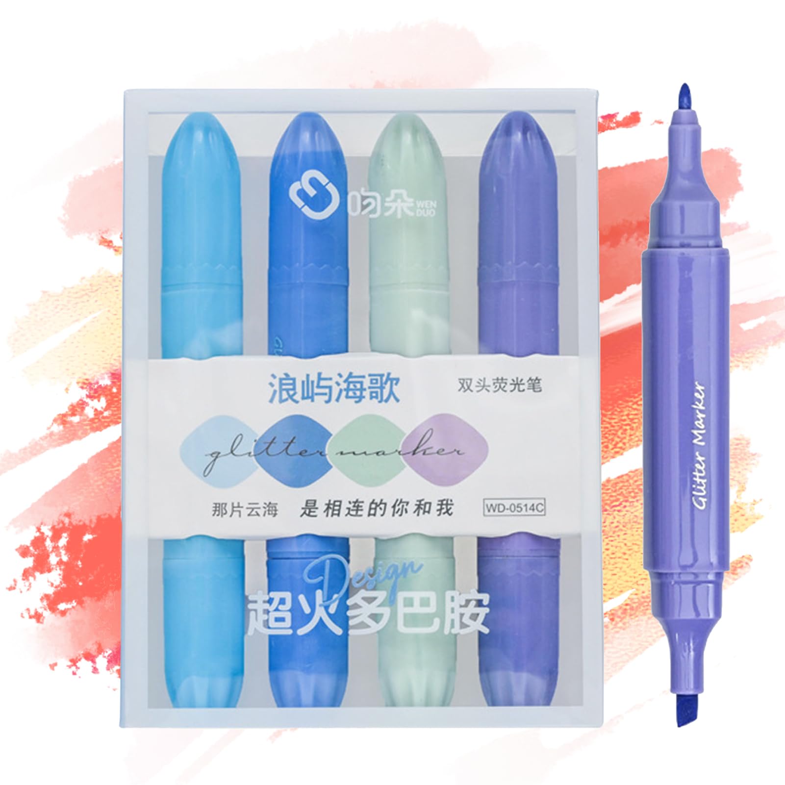 Bunte Textmarker,4 Stück Textmarker mit doppeltem Ende | Textmarker-Stift, ästhetische Textmarker, Textmarker-Set, Dicke Textmarker zum Organisieren und Ausmalen
