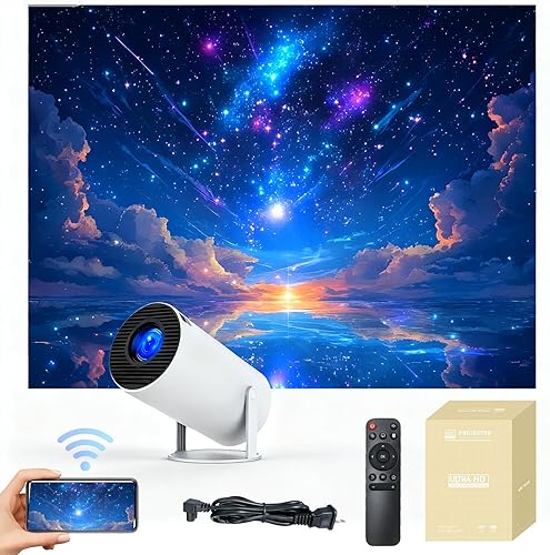 Miniatura 8 de Mini proyector inteligente de 210 con pantalla extragrande, proyector de escena de ventana con WiFi y Bluetooth, aplicaciones y altavoz integrados,