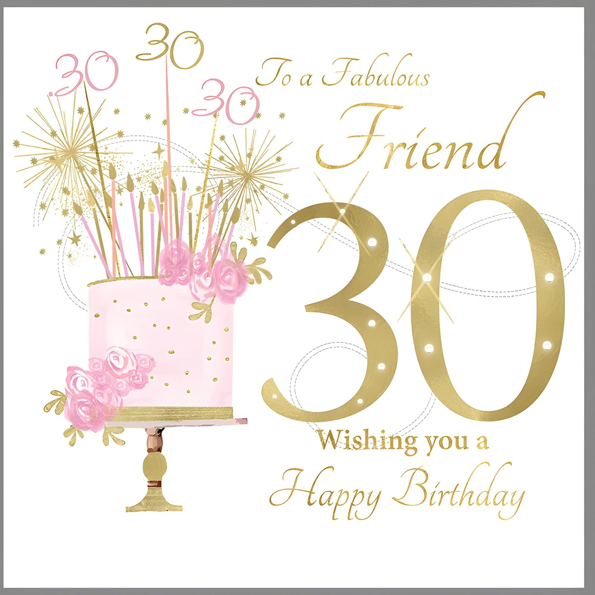 Old English Co. Geburtstagskarte Zum 30. - Rosa Cocktail-Design Mit Goldfolie & Glitzer
