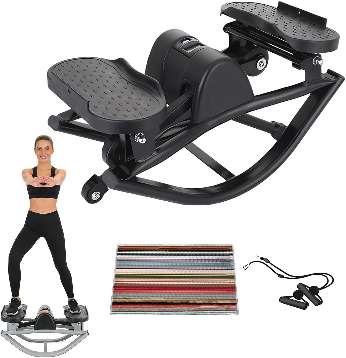 Rocking Stepper with Digital Display, Side to Side Workout Machine for Legs & Glutes, Rock Fitness Stepper