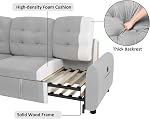 Ucloveria Sectional Sofa Couch, 87" Sleeper Sofa Bed with Reversible Storage Chaise Pull Out Couch for Living Room | Side Pocket | Charging Station | Removable Backrest | Linen Fabric, Light Grey