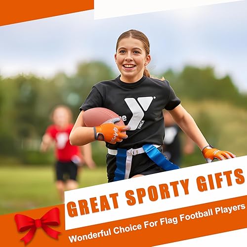 Miniatura 5 de Guantes de fútbol juvenil, guantes de fútbol naranja para jóvenes, niños y niñas de 5 a 12 años, guantes adhesivos para recibir