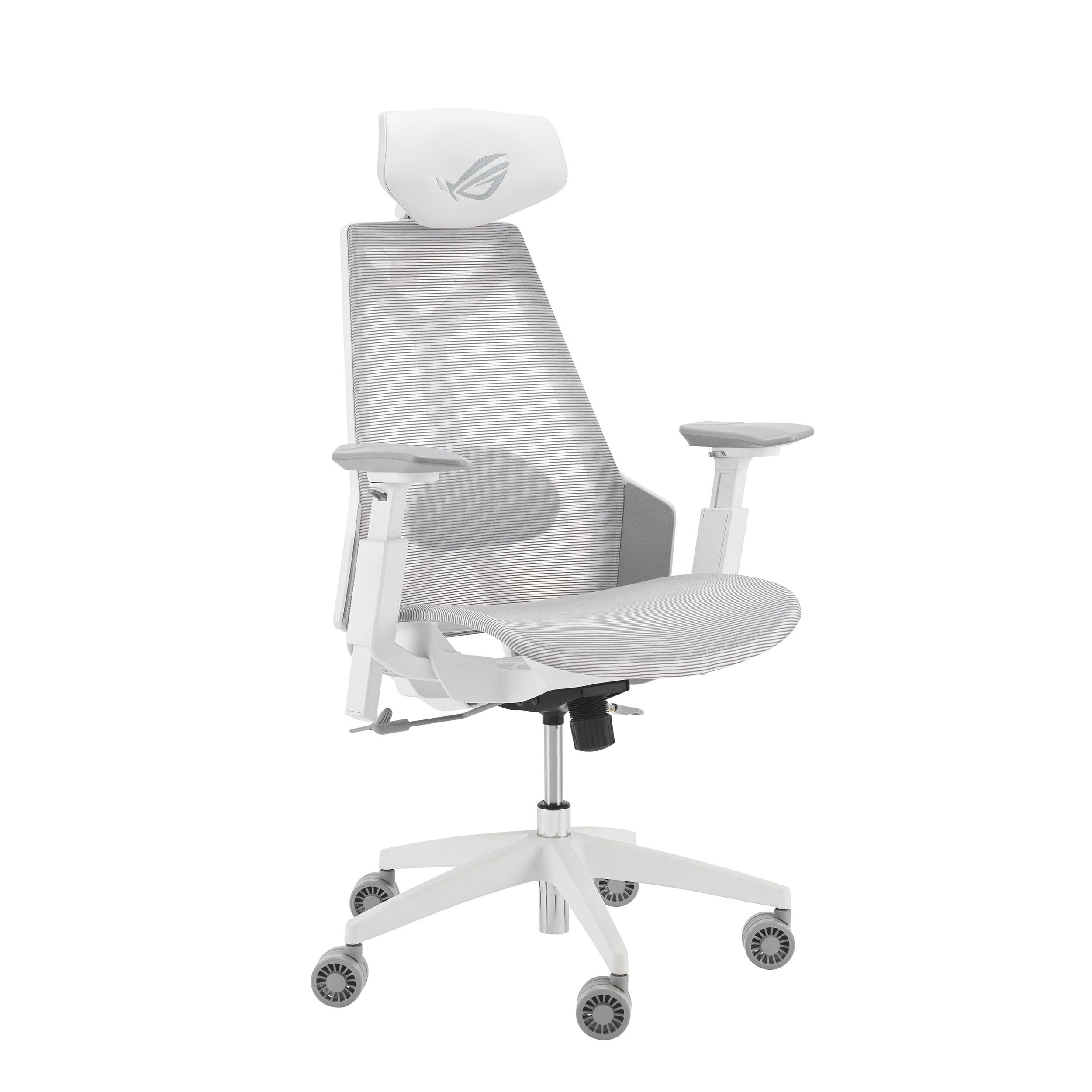 ASUS ROG Destrier Core Silla Gaming ergonómica, reposacabezas 2D, Soporte Lumbar, reposabrazos 3D para Gaming móvil, Profundidad y Altura Ajustables, reclinación en 3 Posiciones, Blanco Lunar