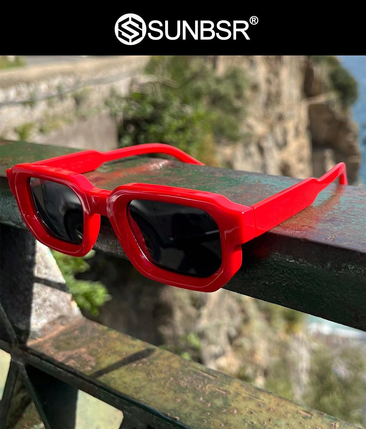 Retro Rectangle Sunglasses for Men Women Trendy Small Square Thick Frame Sun Glasses 90s Vintage Shades - Image 2