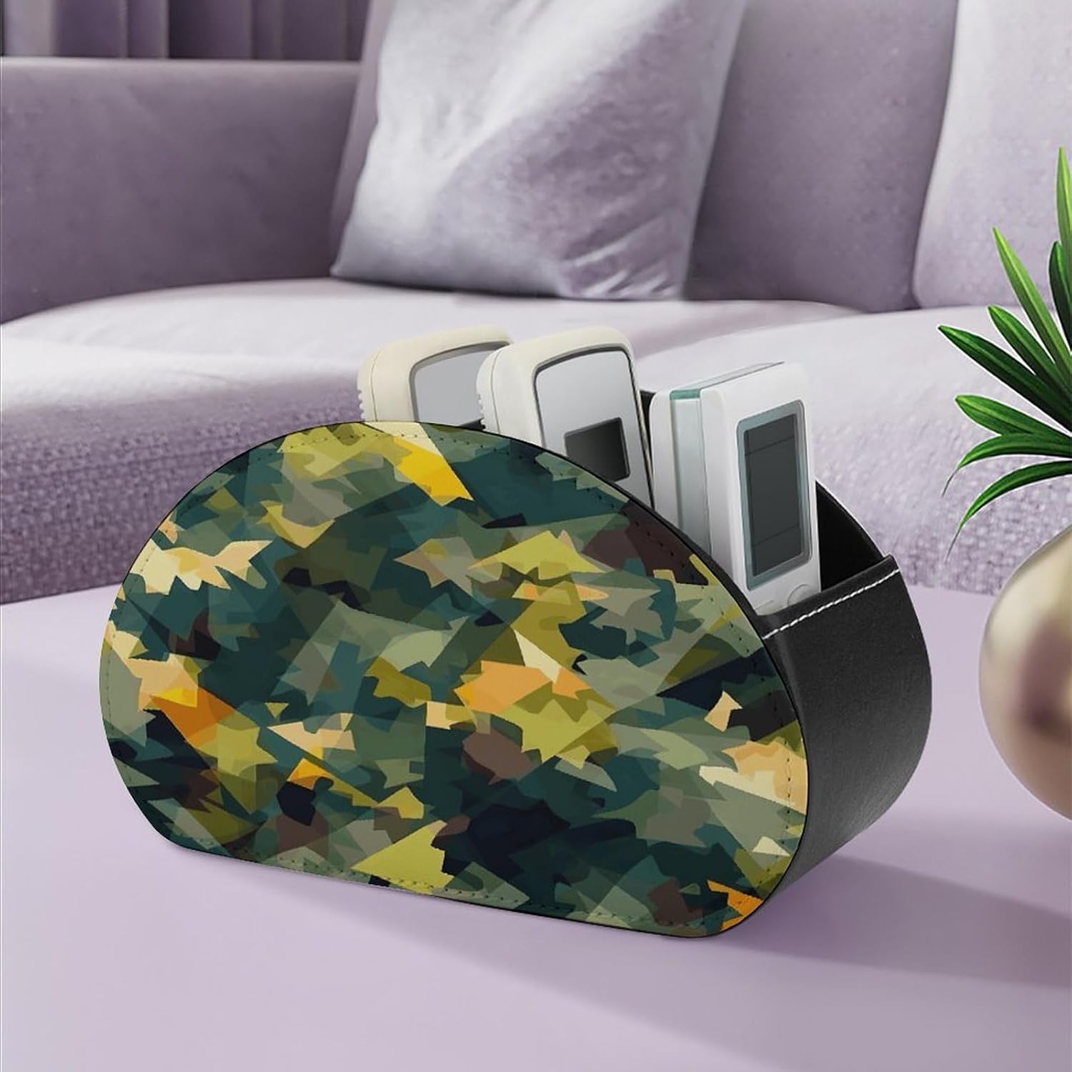 Personalized PU Leather Remote Control Holder with 5 Compartments image 5