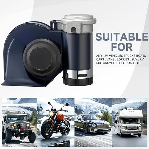 Miniatura 9 de Kit de bocina de coche con botón, bocina de aire de 12 V para automóvil, camión, motocicleta, tren, kit de bocinas súper fuertes para camioneta