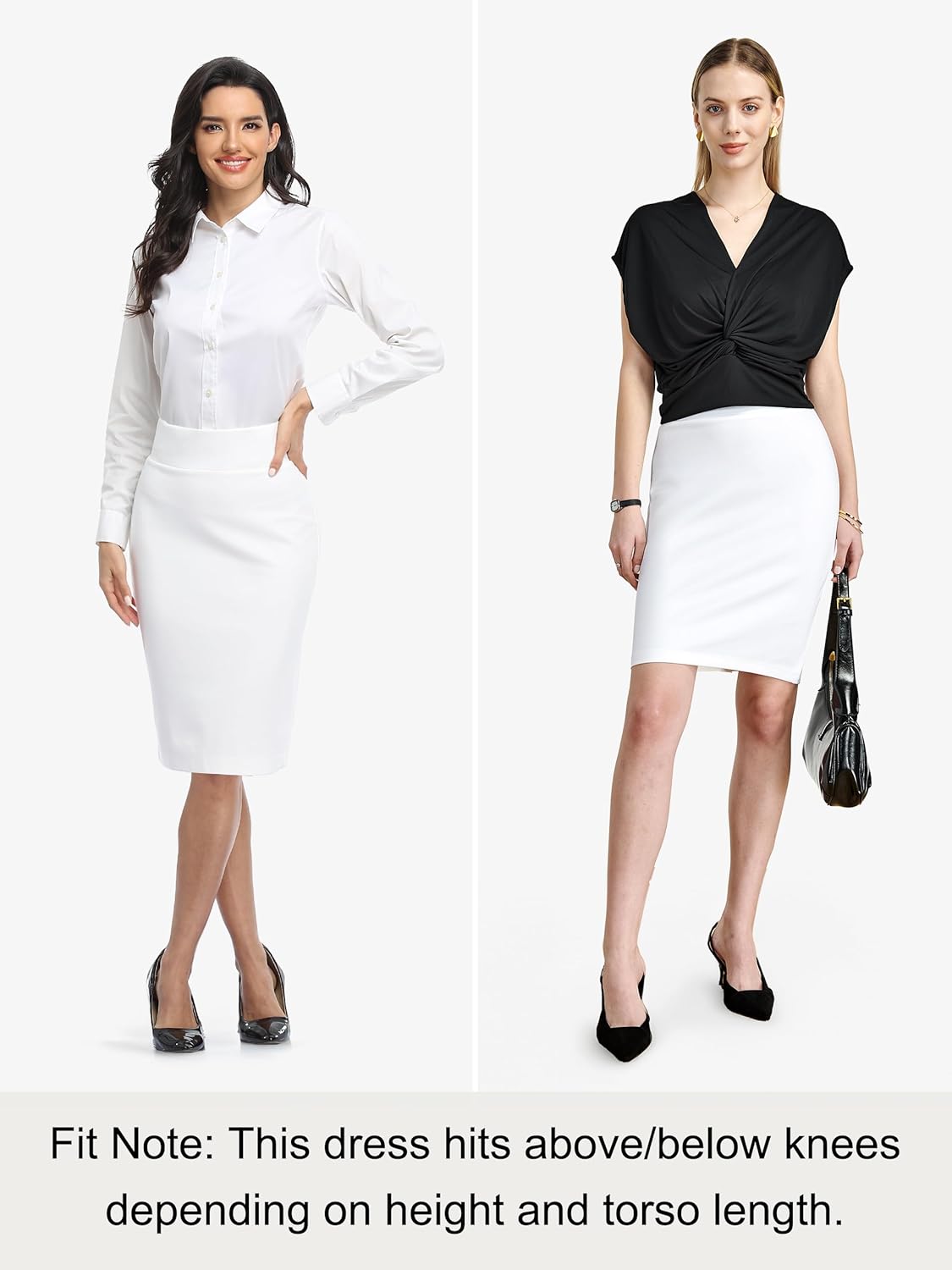 Tapata Womens Pencil Skirts Stretch Office Work Skirt Knee Length High Waist Midi Ponte Bodycon for Business Casual - Image 7