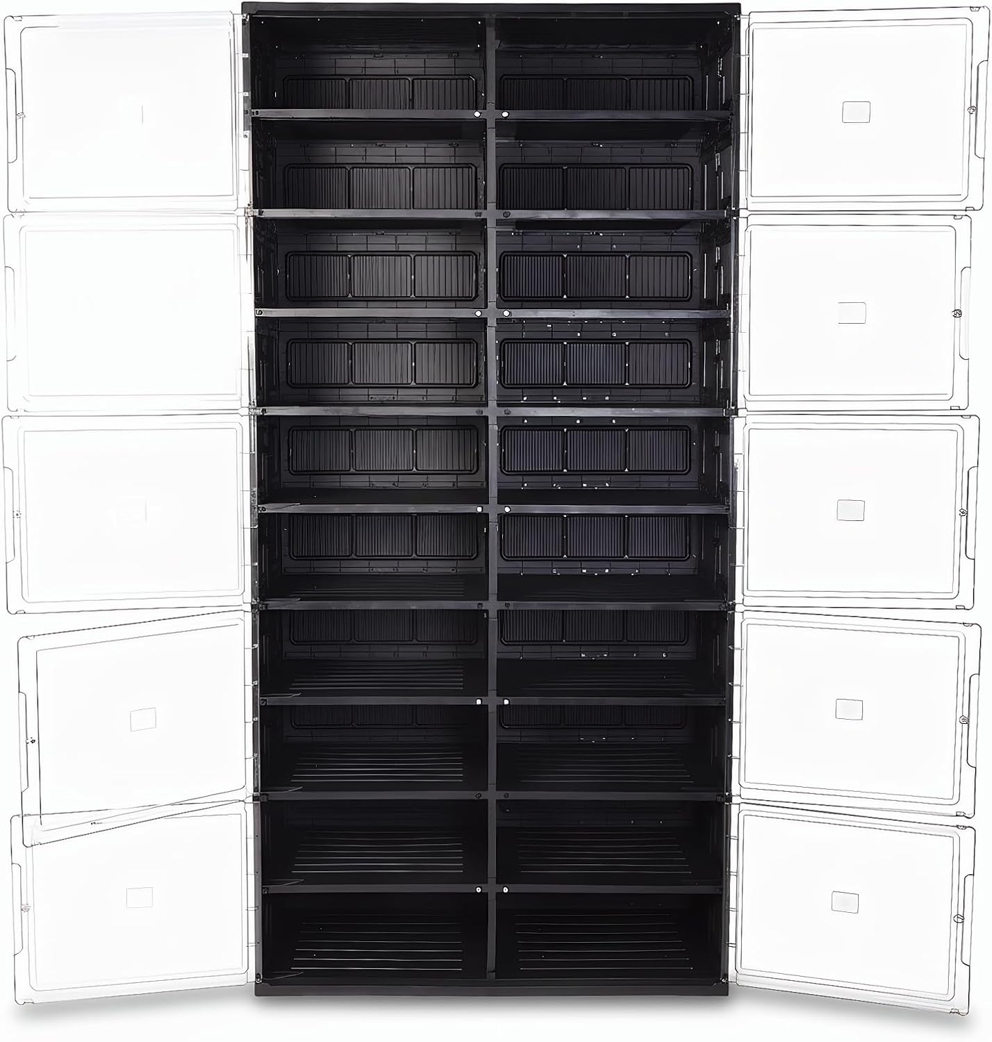10 Tiers 40 Pairs Collapsible Shoe Rack Organizer with Doors Easy Assembly Shoe Shelves Organizer for Closet Entryway Living Room