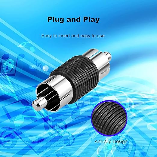 6 Adaptadores RCA Macho a Macho Niquelados miniatura 7