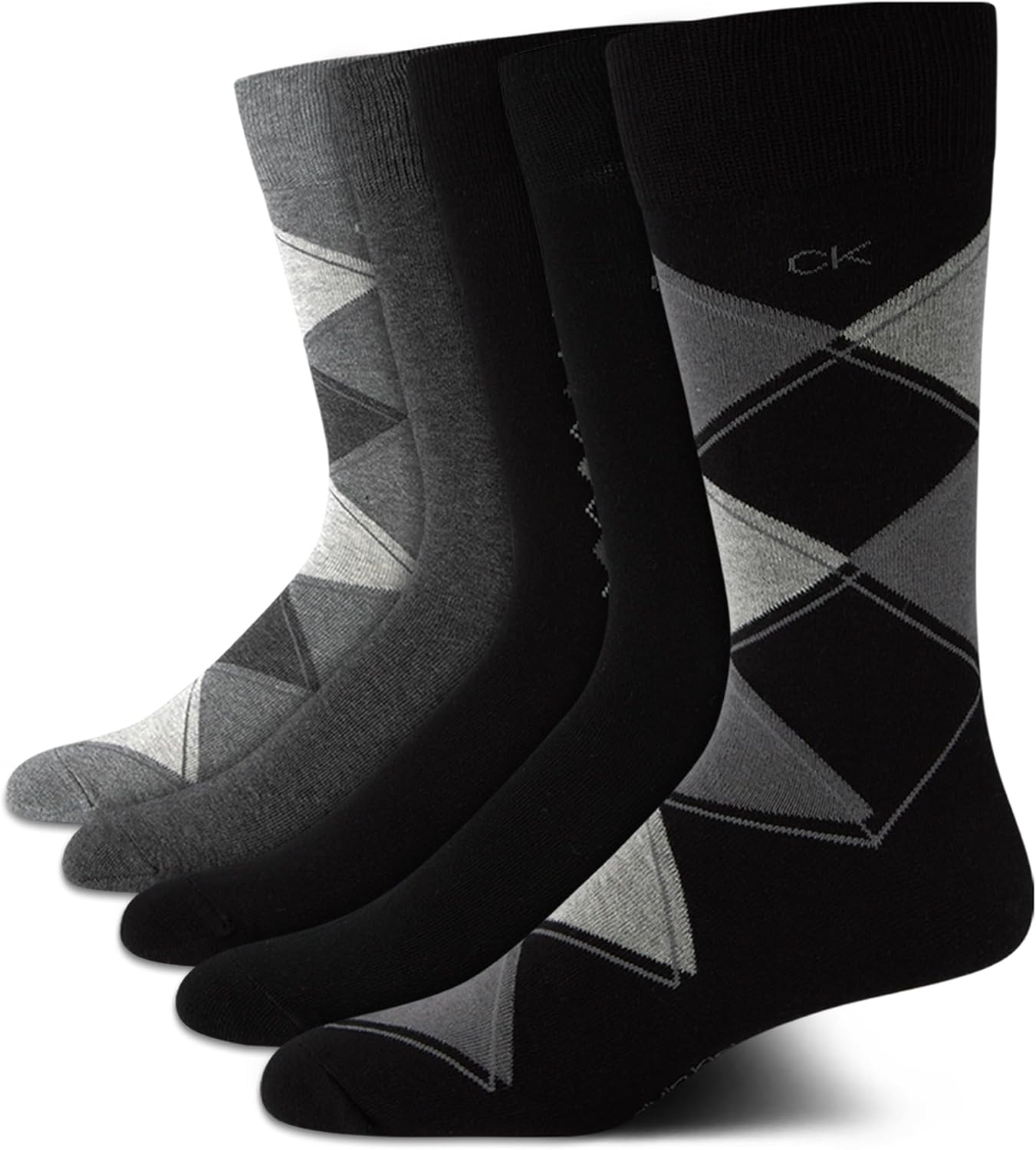 Calvin Klein Mens Dress Socks - 5 Pairs Soft Cotton Blend Crew Socks for Men - Classic Comfort Stay Up Cuff Mixed Pattern