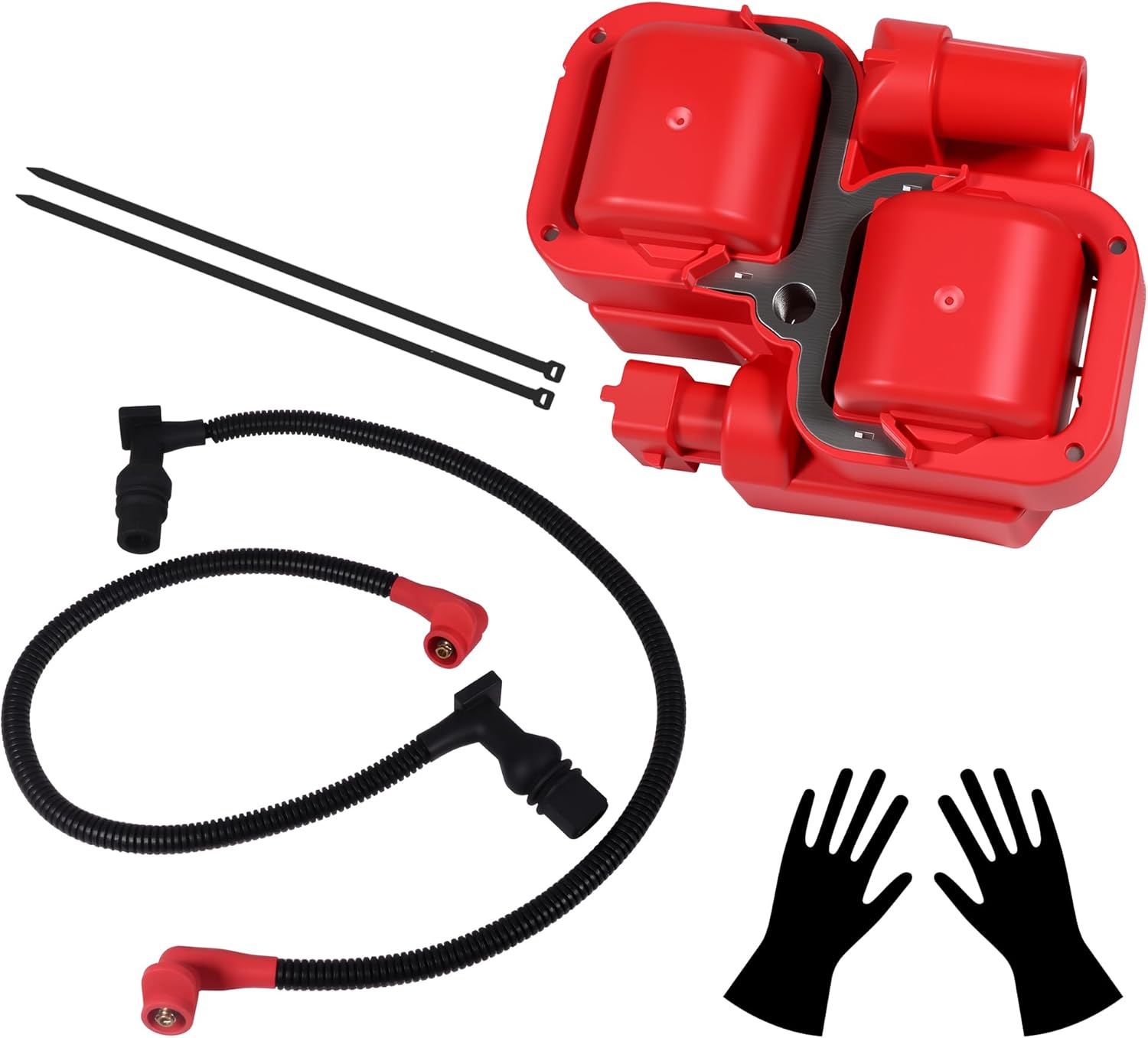 Ignition Coil Replace 2876049 4010425 and Spark Plug Wire Cap Replace 4012888 4012889 for Polaris Ranger Crew RZR 4 S 800 2011-2017 (CWCGT)