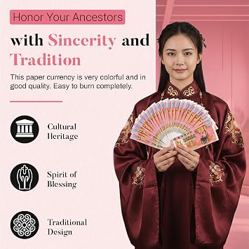 500 Pcs Jade Emperor Ancestor Money to Burn | Traditional Chinese Joss Copy Money | Heaven Bank Chinese Ghost Currency | Sacrificial Offerings for Funerals | Worshiping Ancestors | Bring Good Fortune