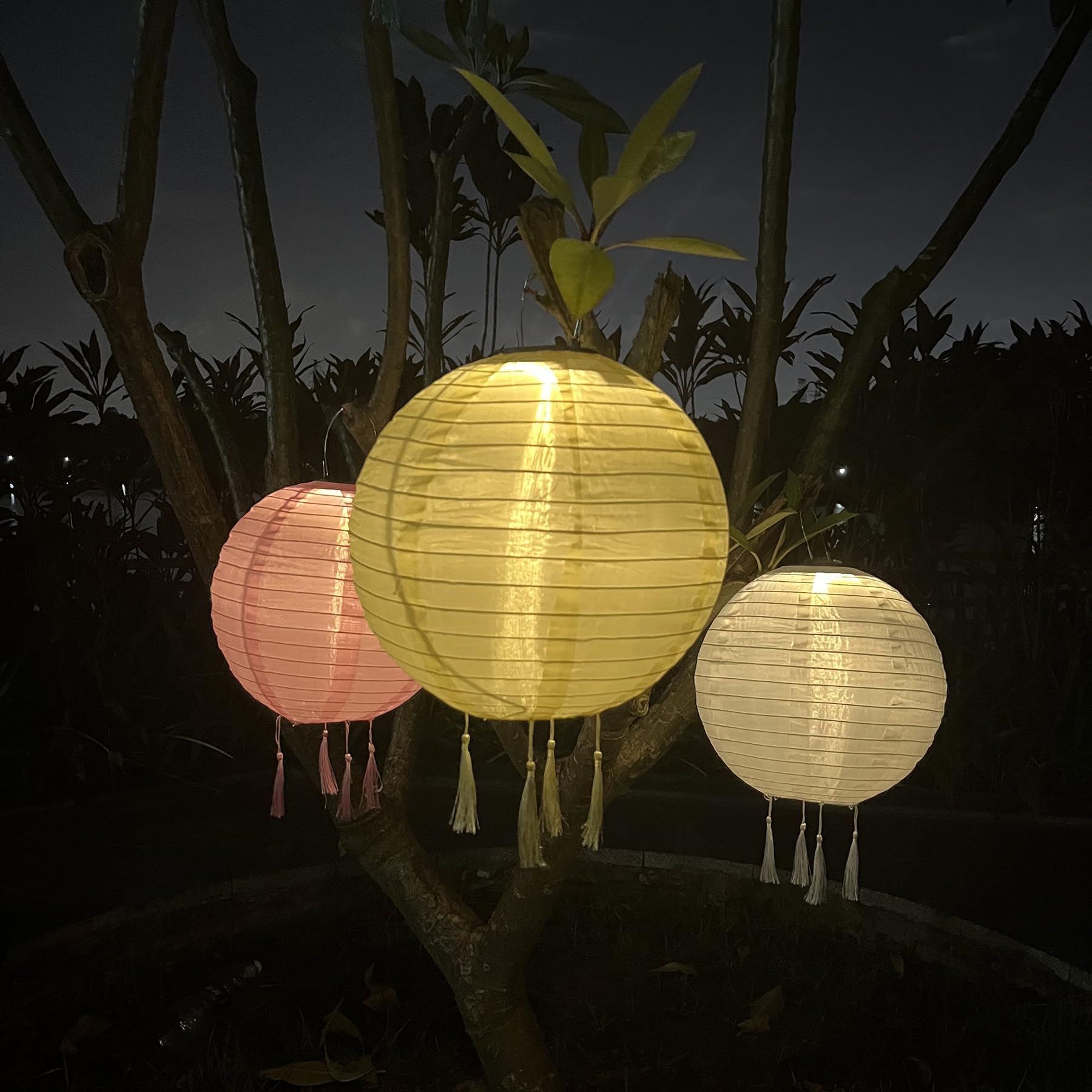 Solar Lampions 30cm Orange - Wasserdichte Gartenlaternen Mit Quaste