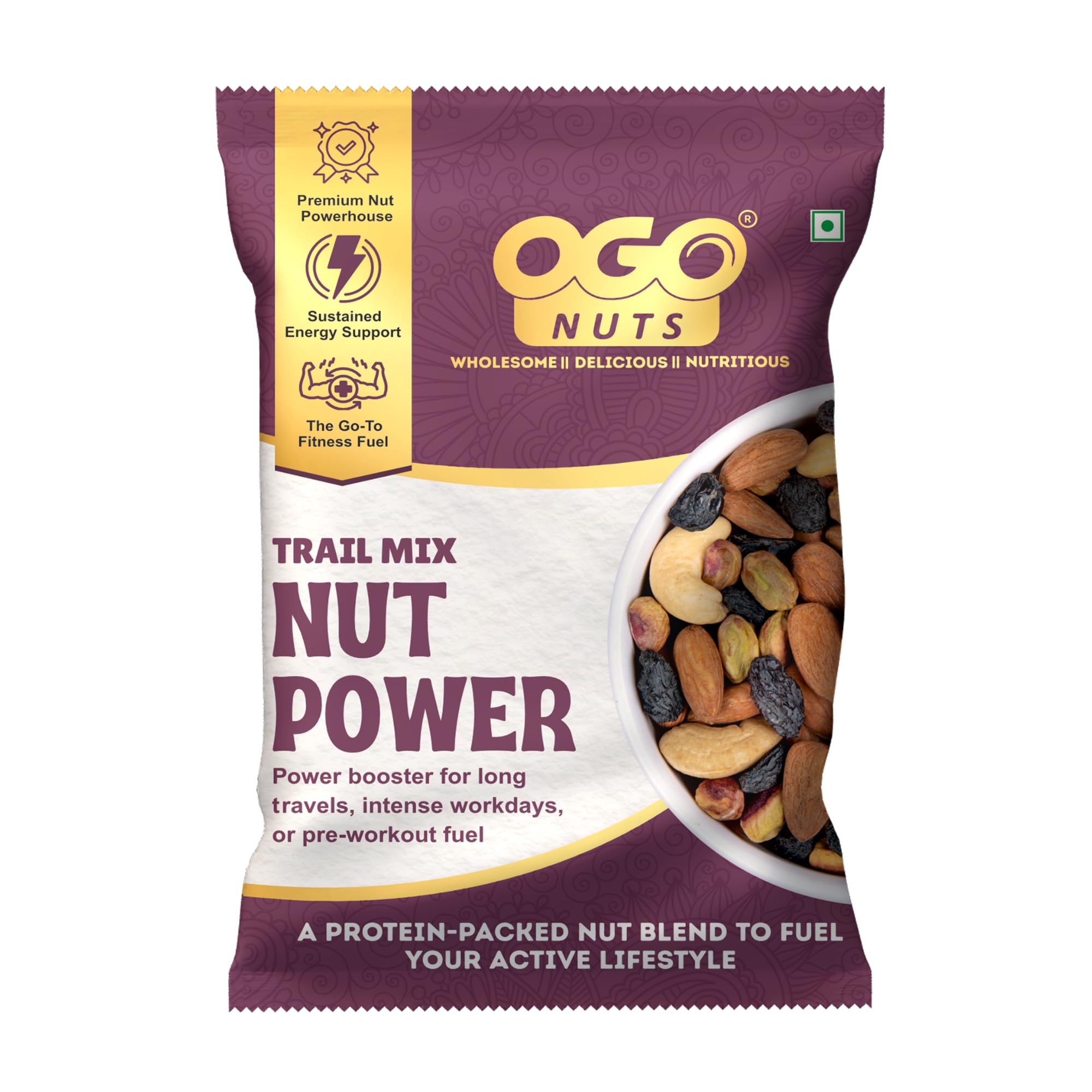 Ogonuts Trail Mix Power Nut 30g | Pack of 6 | Almonds Cashews Pistachios Raisins | Roasted Nut Mix-image-8