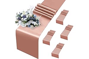 5 Pack Rose Gold Table Runners, Ideal for Weddings and Special Occasions