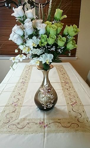 Miniatura 5 de Mantel de encaje bordado de diamantes de imitación rosa de 72 x 144 pulgadas, servilleta para banquete de boda, elegante, lavable, mantel de tela