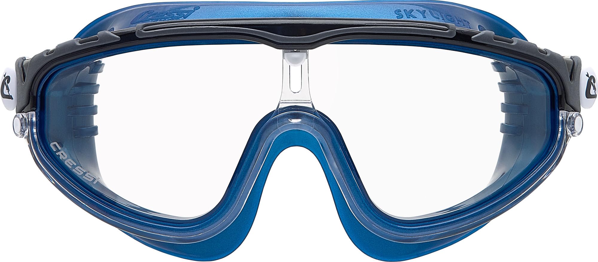 Cressi Skylight Swimming Goggles - Silicone Seal for Adult Swim Goggles - UV Anti-Fog Swimming Mask - Blue Metal