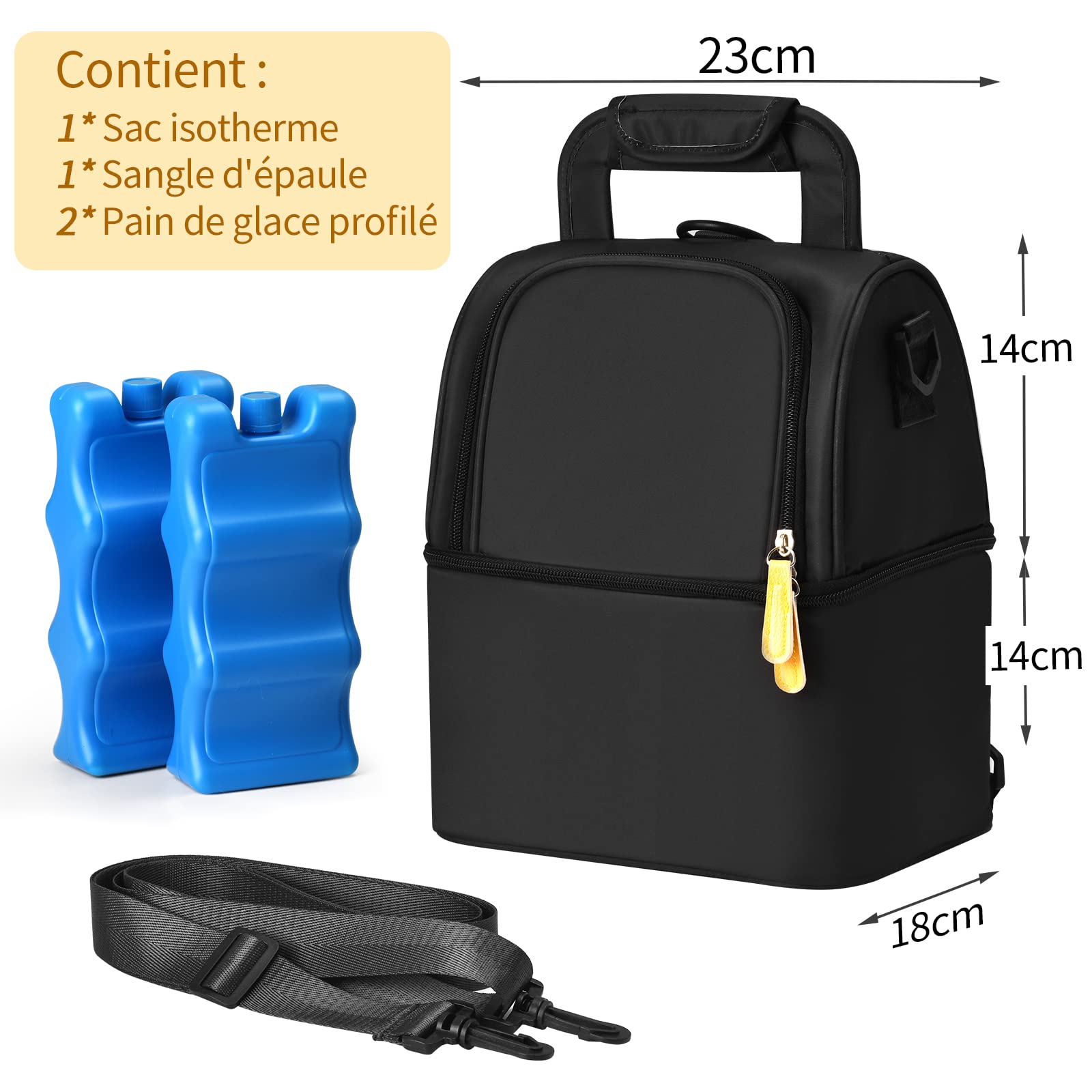 NCVI Sac Isotherme pour biberon, 2 Boîte à Glaçon Inclus, Compatible avec 6 biberons (270 ML), Sac a Dos Isotherme, Sac Isotherme Repas, Conservation Lait Maternel, Chaud/Frais Lunch Bag