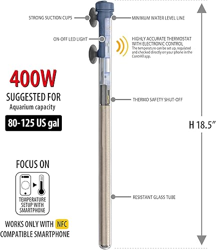 Miniatura 10 de Sicce Buceo 150 W aplicación sin contacto ajustable acuario tanque calentador de peces Smartphone controlado a través de NFC  150W sumergible para