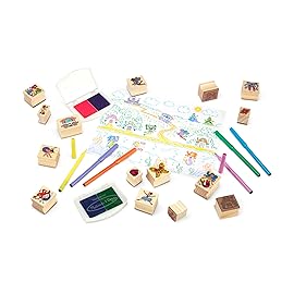 Melissa & Doug Deluxe Wooden Stamp and Coloring Set - Fairy Tale (30 Stamps, 6 Markers, 2 Durable 2-Color Stamp Pads) Fairy Tale-Themed Wooden Stamps for Kids and Coloring Activity Set