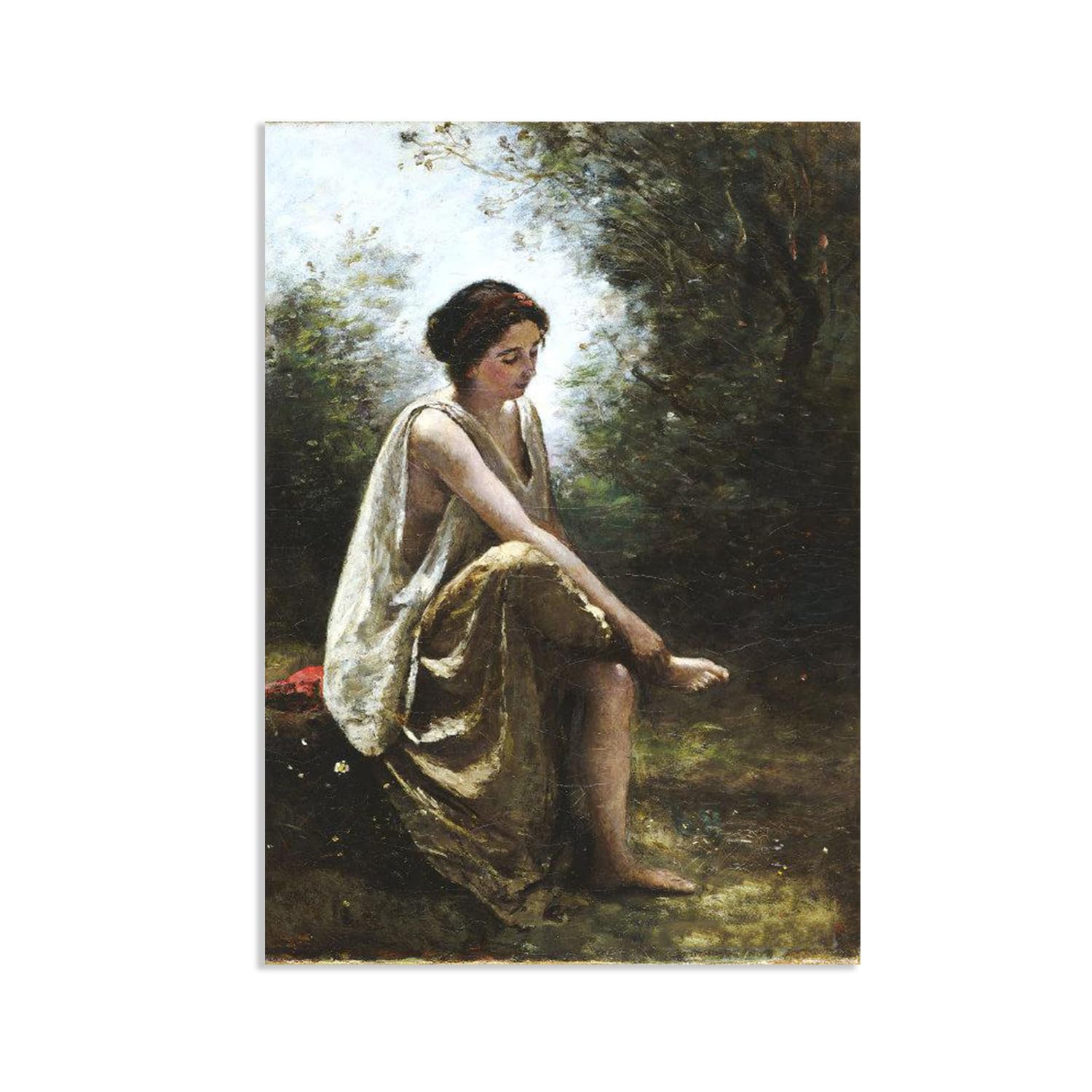 Hau3sh3a Jean Baptiste Camille Corot Wall Art Wounded Eurydice Canvas Picture Serene Landscape Reproduction Wall Decor for Living Room Bedroom Office Home Decor55x40cm(22x16in) Poster