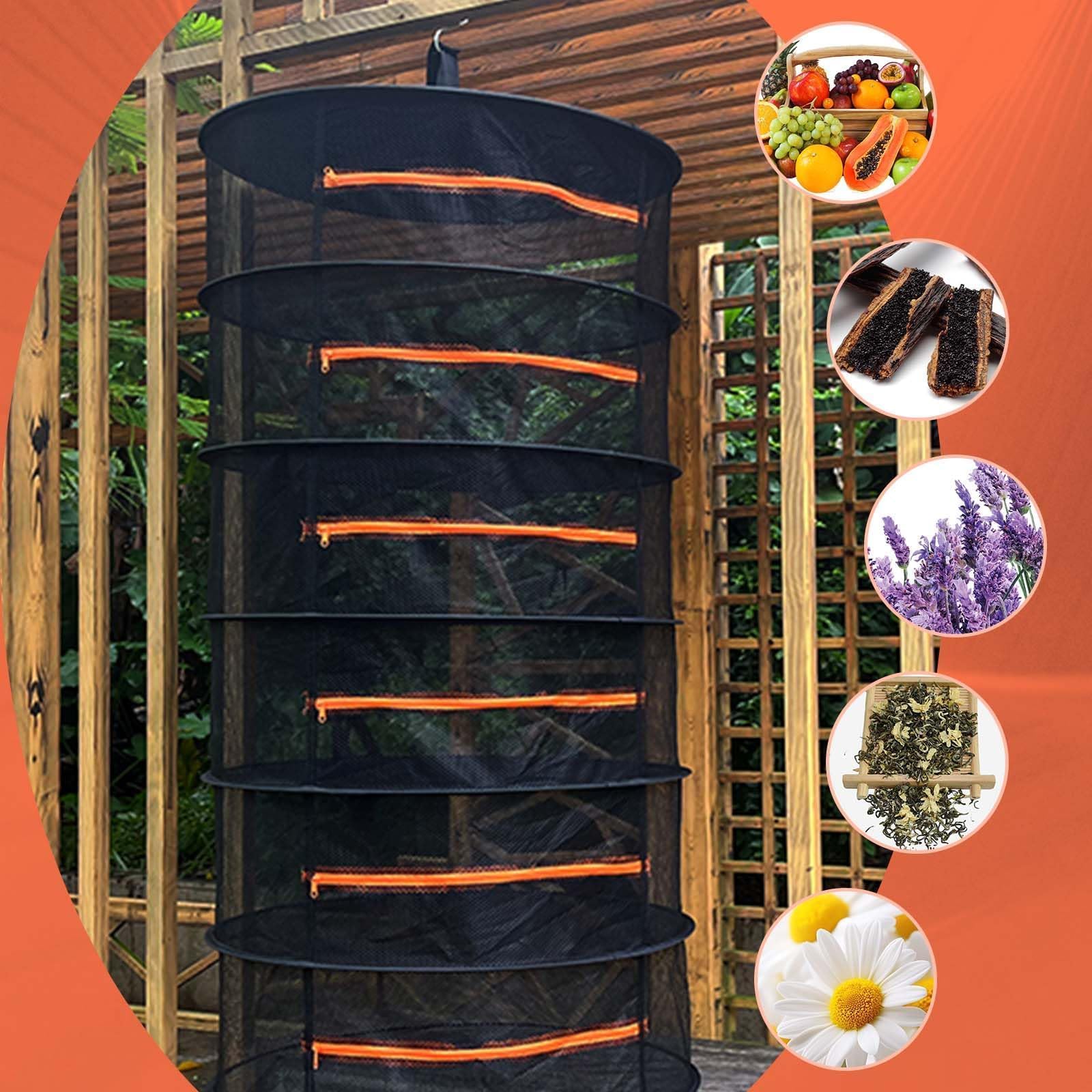 8 Strati Rete Essiccazione, Rete Pieghevole per Asciugatura, Rete Essiccazione,Strati Rete da Appendere sospeso, con cerniera, adatto per erbe aromatiche, frutta, fiori e verdura, ecc.