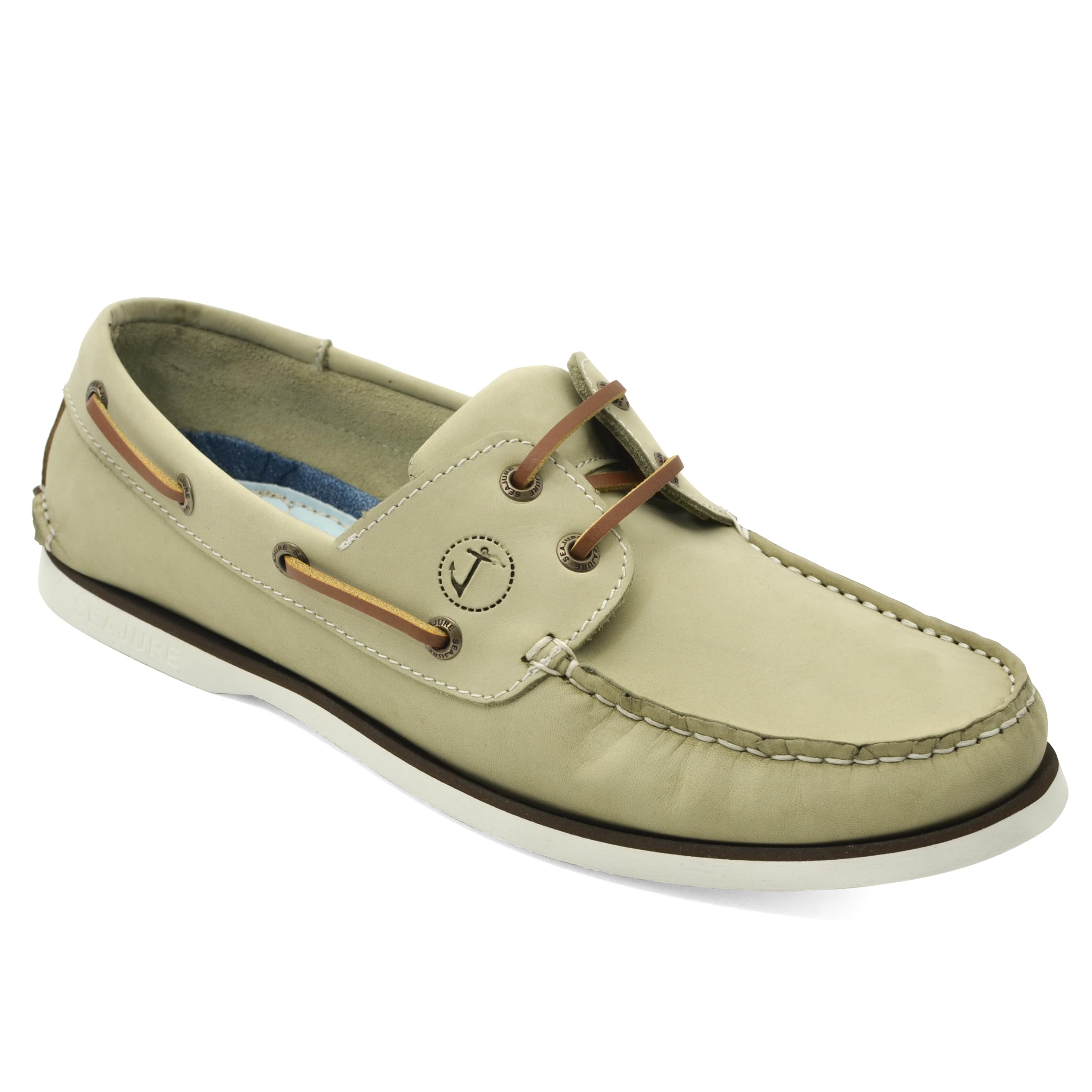 Seajure Zapatos Náuticos Wavecrest Cuero Verde Claro Nobuk Hombre