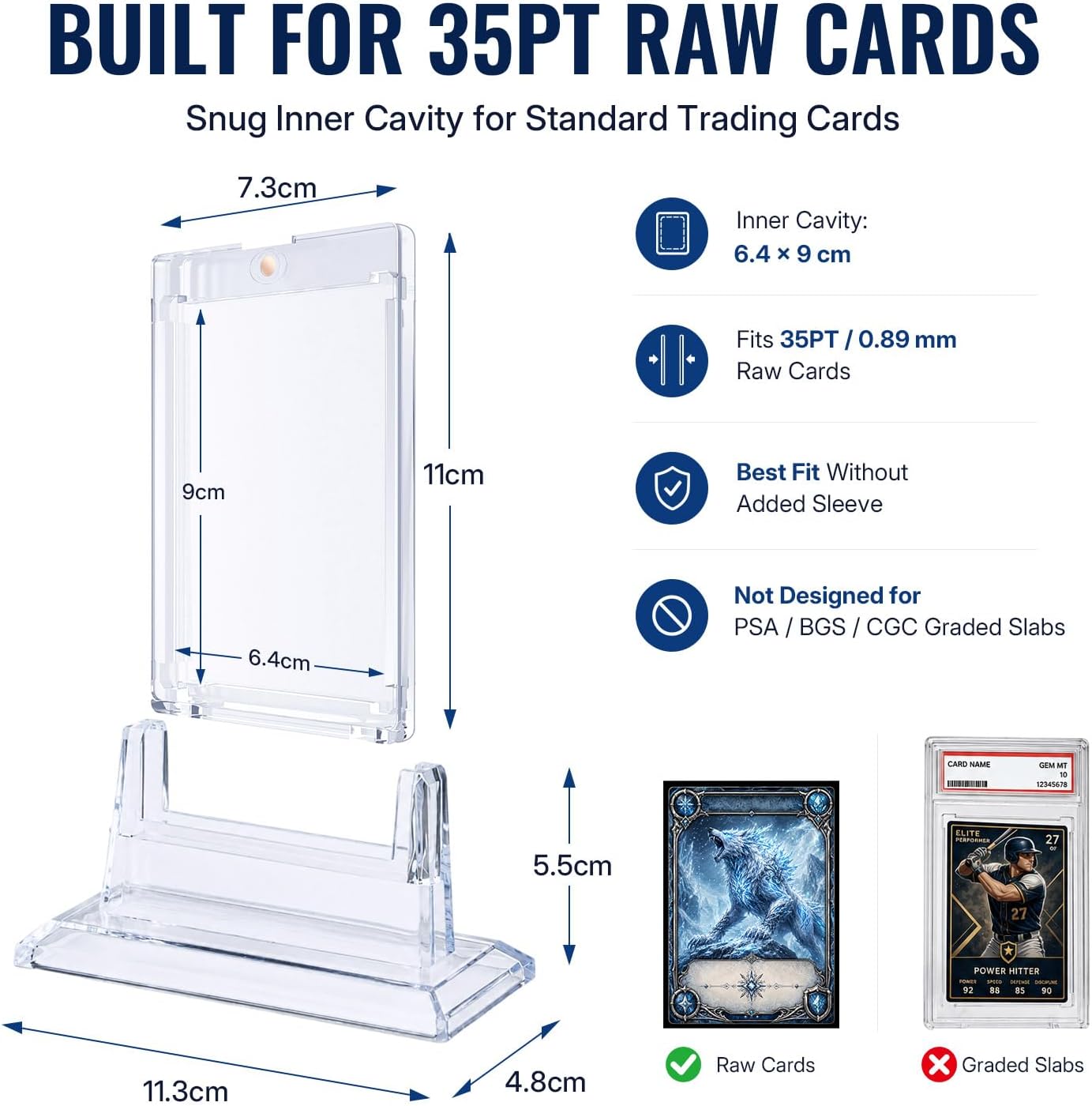 Mcbazel 6-Pack 35pt Magnetic Card Holders with Stand for Trading Cards