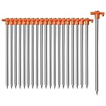Cheardia 10 Pack Tent Stakes Heavy Duty, 9.75 Inch Yard Stakes Non-Rust Metal Tent Pegs Ground Stakes Tent Spikes for Camping Patio, Garden, Canopies, Grassland, Outdoor,Orange