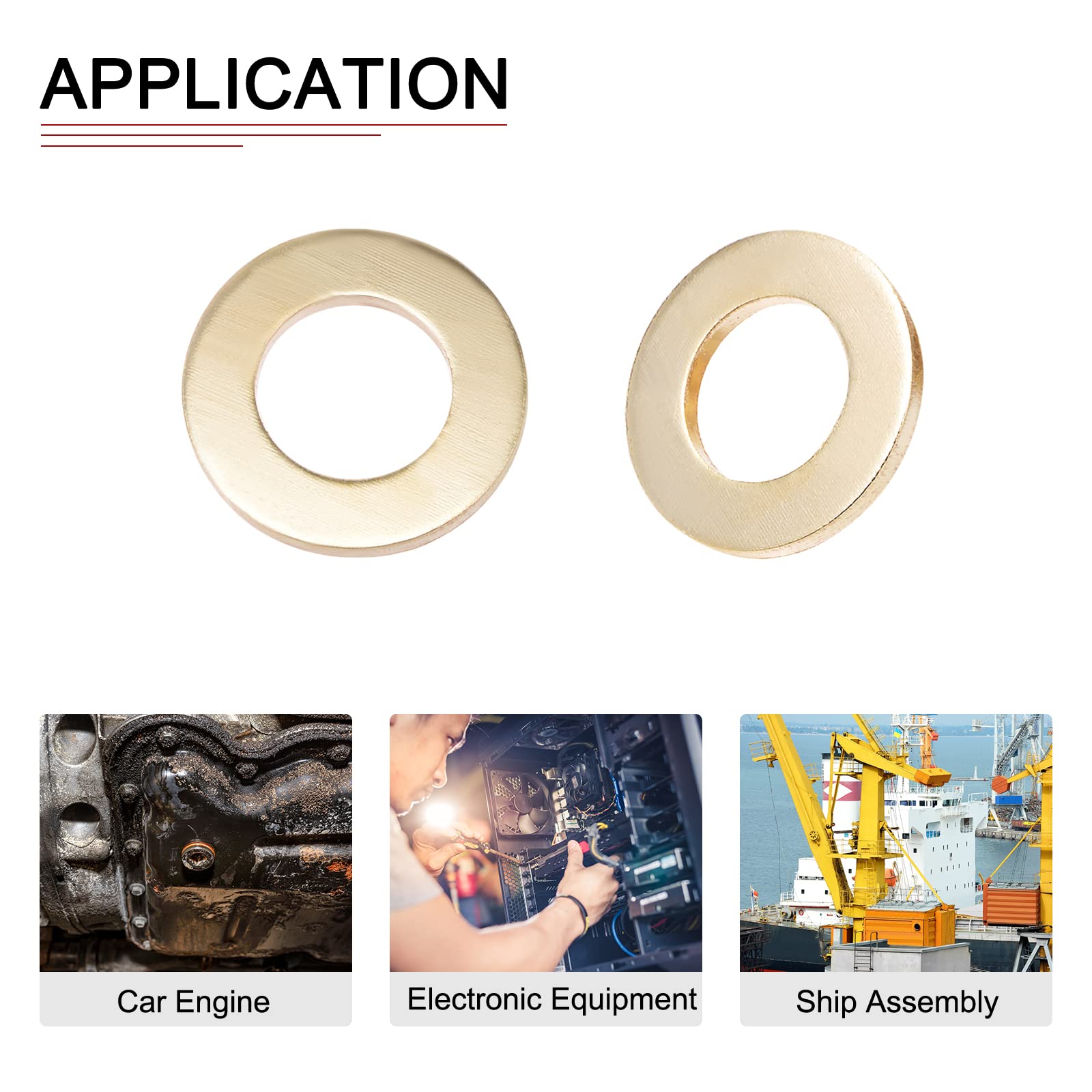 DTGN 20.5mmx36mmx3mm(IDxODxT) Flat Brass Sealing Washers - 10Pack - Good for Industrial Machinery M20 Screws - Brass Flat Ring Gaskets - Image 4