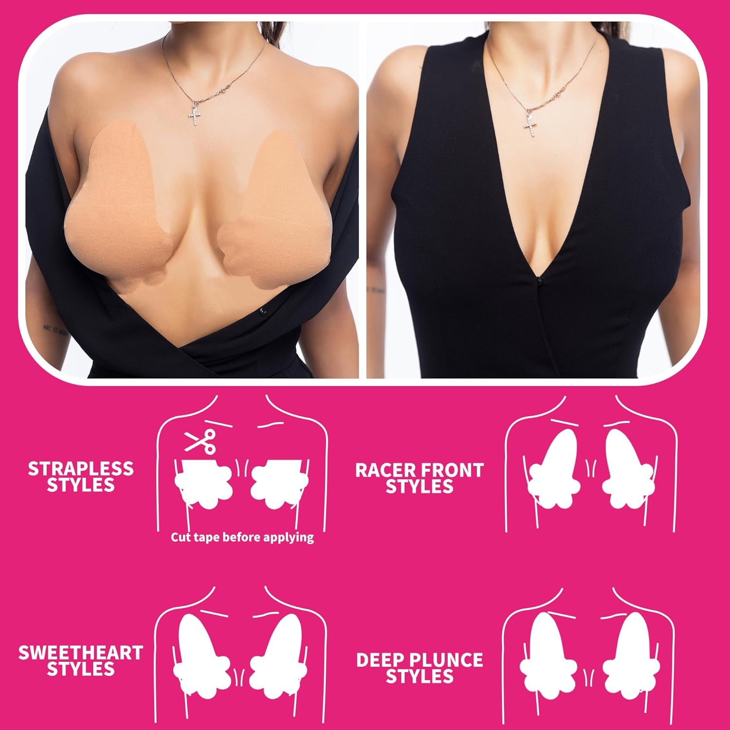 Boob Tape for Breast Lift Boobytape - 3 Pairs Sticky Body Tape for Push-up Breast Support Lift 5 pairs Nipple covers - Image 5