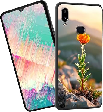 for Galaxy A30 Case,Slim Shockproof TPU Soft Rubber Silicone Cover Phone Case for Samsung Galaxy A30,Mountain Flower at Sunset