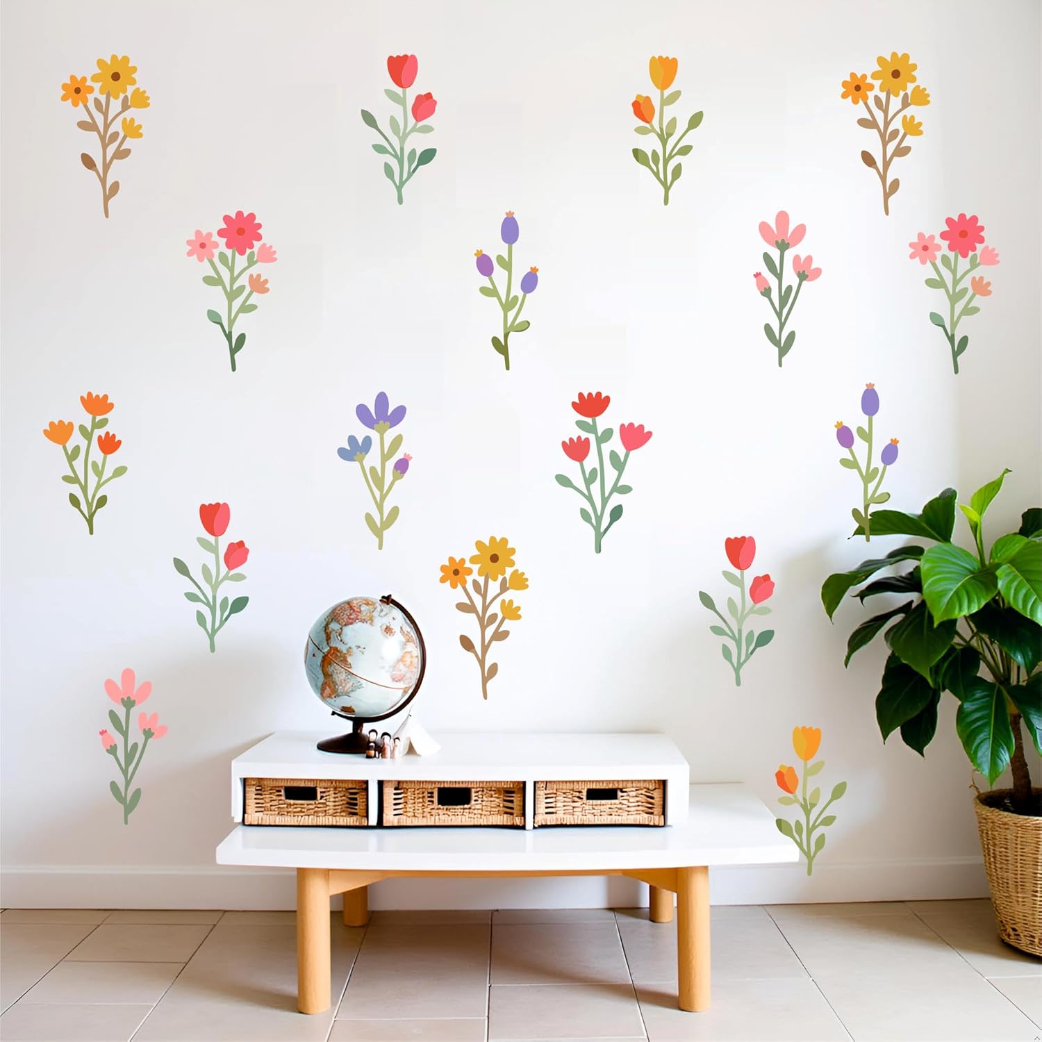 IMAGIVISE Floral Wall Stickers, Warm and Fresh Colorful Flower Stickers, Self-Adhesive, Suitable for Decoration in Living Rooms, Bedrooms, Kitchens, Bathrooms and Other Scenes 48 pcs-Vinyl IMAGIVISE Floral Wall Stickers, Warm and Fresh Colorful Flower Stickers, Self-Adhesive, Suitable for Decoration in Living Rooms, Bedrooms, Kitchens, Bathrooms and Other Scenes 48 pcs-Vinyl