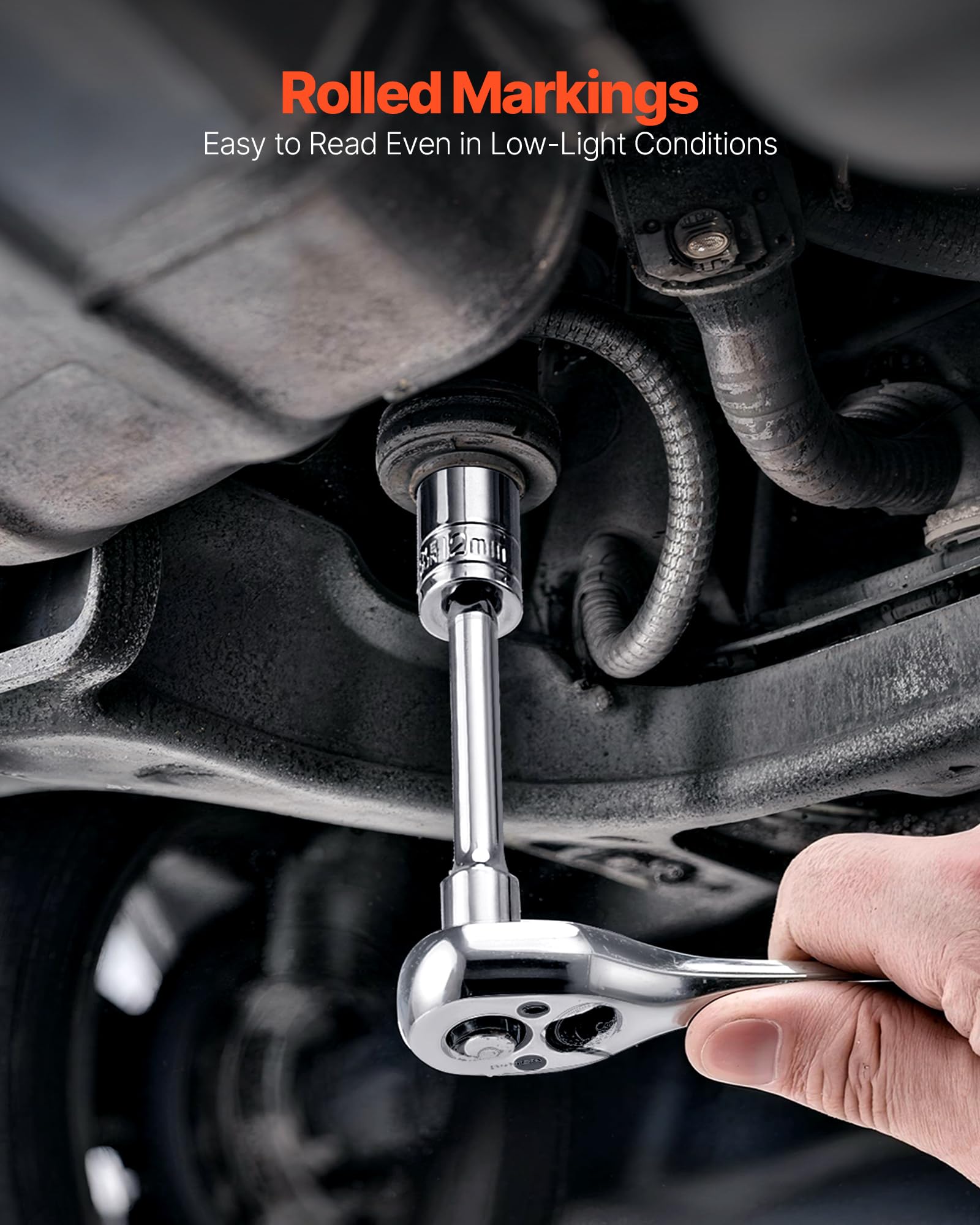 VEVOR Zestaw nasadek, 69 sztuk, 9,5 i 6,4 mm, zestaw nasadek z grzechotką, SAE i metryczne, głębokie i standardowe, zestaw narzędzi mechanicznych z akcesoriami i etui do przechowywania, stal stopowa