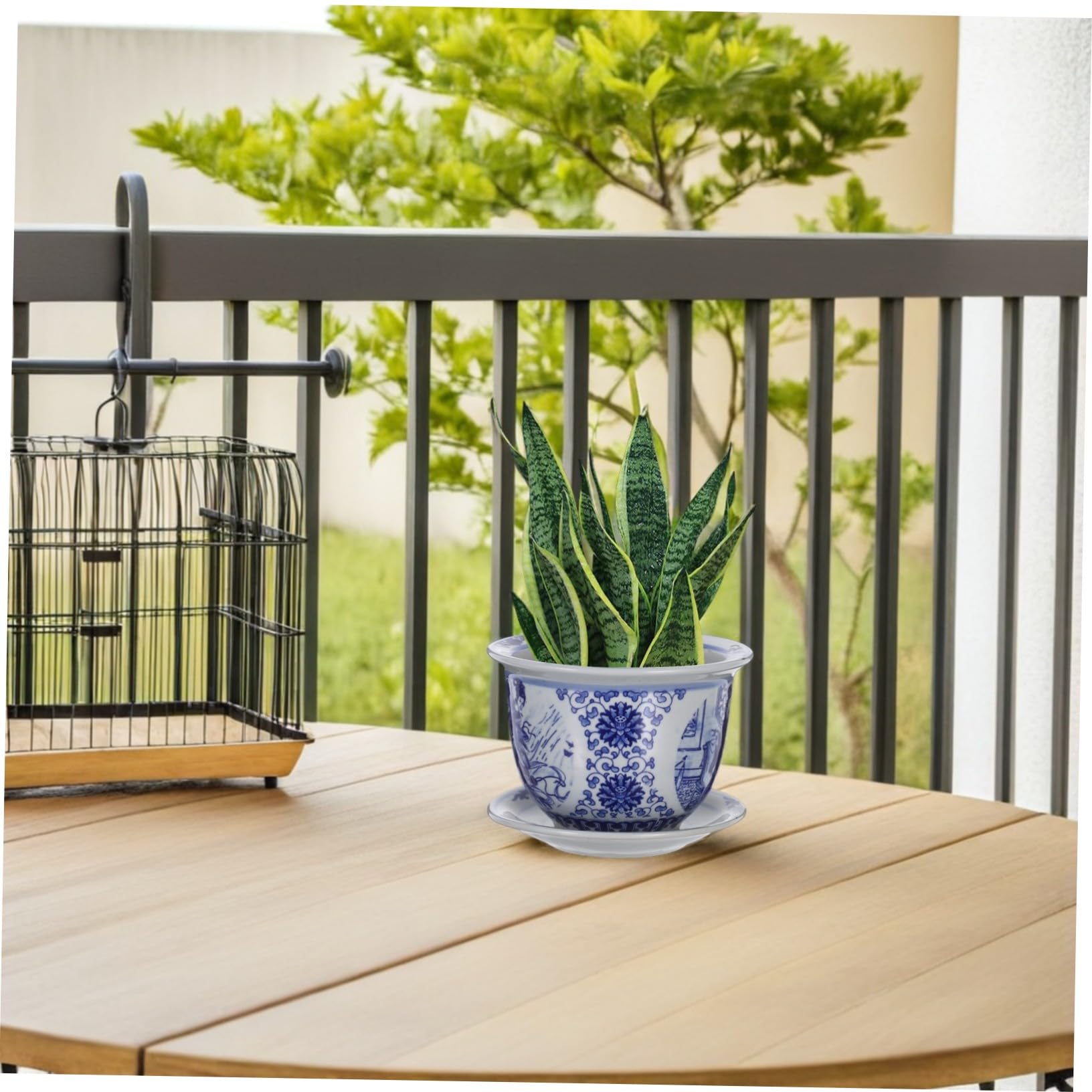 Ipetboom Ceramiczny Doniczka Do Roślin Wewnętrznych z Podstawką Chiński Niebiesko Biały Wzór Dekoracyjny Kwiat Doniczka Do Sukulentów i Bonsai
