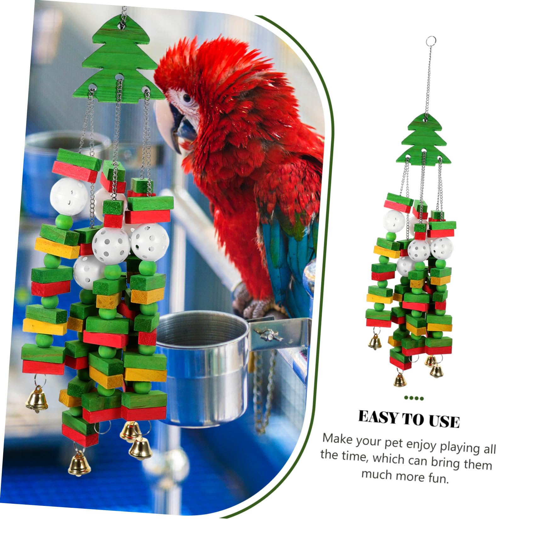 COLLBATH Vogelspielzeug in Form Eines Weihnachtsbaums Kauspielzeug für Papageien Hängespielzeug für Vogelkäfige mit Aufhängering für Bewegung und Unterhaltung