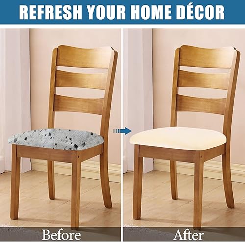 Miniatura 5 de Smiry - Originales fundas para asiento de silla de comedor, de terciopelo, con lazos, desmontables, lavables, elásticas, protectoras