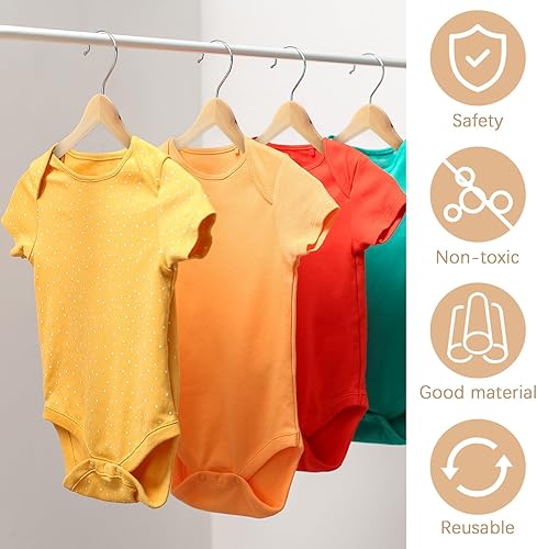 Miniatura 4 de Pinkunn 50 perchas de madera para bebés y niños, perchas de madera sólidas para bebés y niños, abrigo para bebés con pantalones, muescas de hombro,
