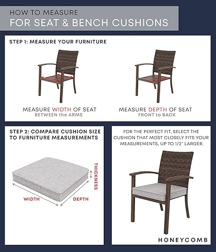 Miniatura 5 de Honeycomb Cojín para exteriores de 42 pulgadas de ancho x 18.5 pulgadas de profundidad x 2.5 pulgadas de alto, cojín de banco de sofá biplaza azul y