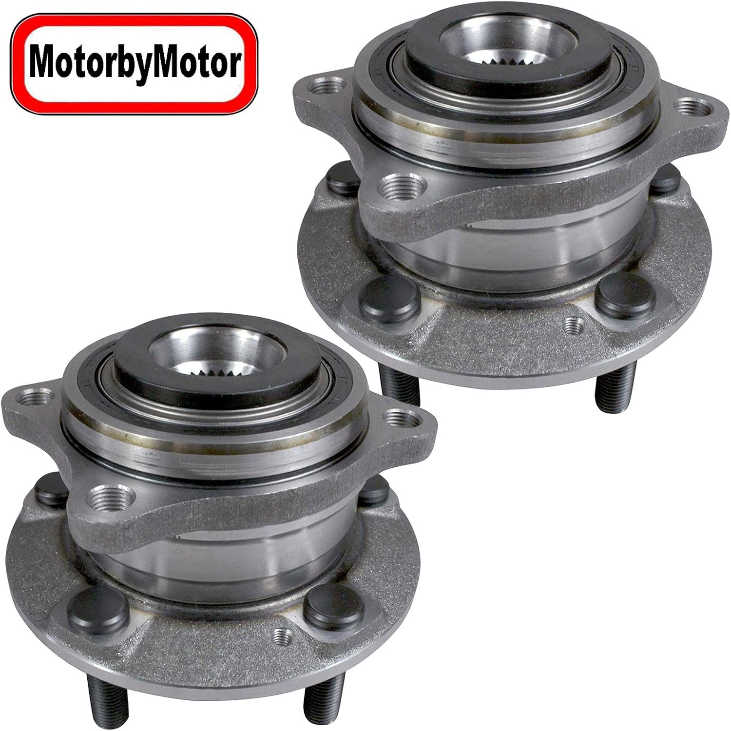 MotorbyMotor 513266 Front Wheel Bearing and Hub Assembly w/5 Lugs Fits for Hyundai Santa Fe Veracruz, Kia Sorento 2007-2012 Low-Runout OE Directly Replacement Hub Bearing (AWD FWD)-2 Pack