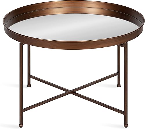 Miniatura 30 de Kate and Laurel Celia - Mesa de centro redonda con espejo Blanco/Dorado,Negro/Oro,Bronce,Oro,Gris/dorado,Azul marino/dorado,plateado,Turquesa/Dorado