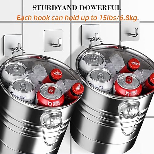 Miniatura 7 de Ganchos adhesivos resistentes para toallas  Ganchos de pared impermeables de acero inoxidable 304, sin taladro, ganchos adhesivos a prueba de óxido