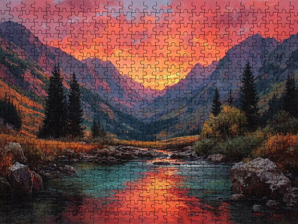 Puzzle 1000 elementów dla dorosłych, puzzle artystyczne widok zachodu słońca, rodzinne kreatywne hobby dla dorosłych, najwyższej jakości drewniana układanka, do gry edukacyjnej wyzwania zabawki R4KH