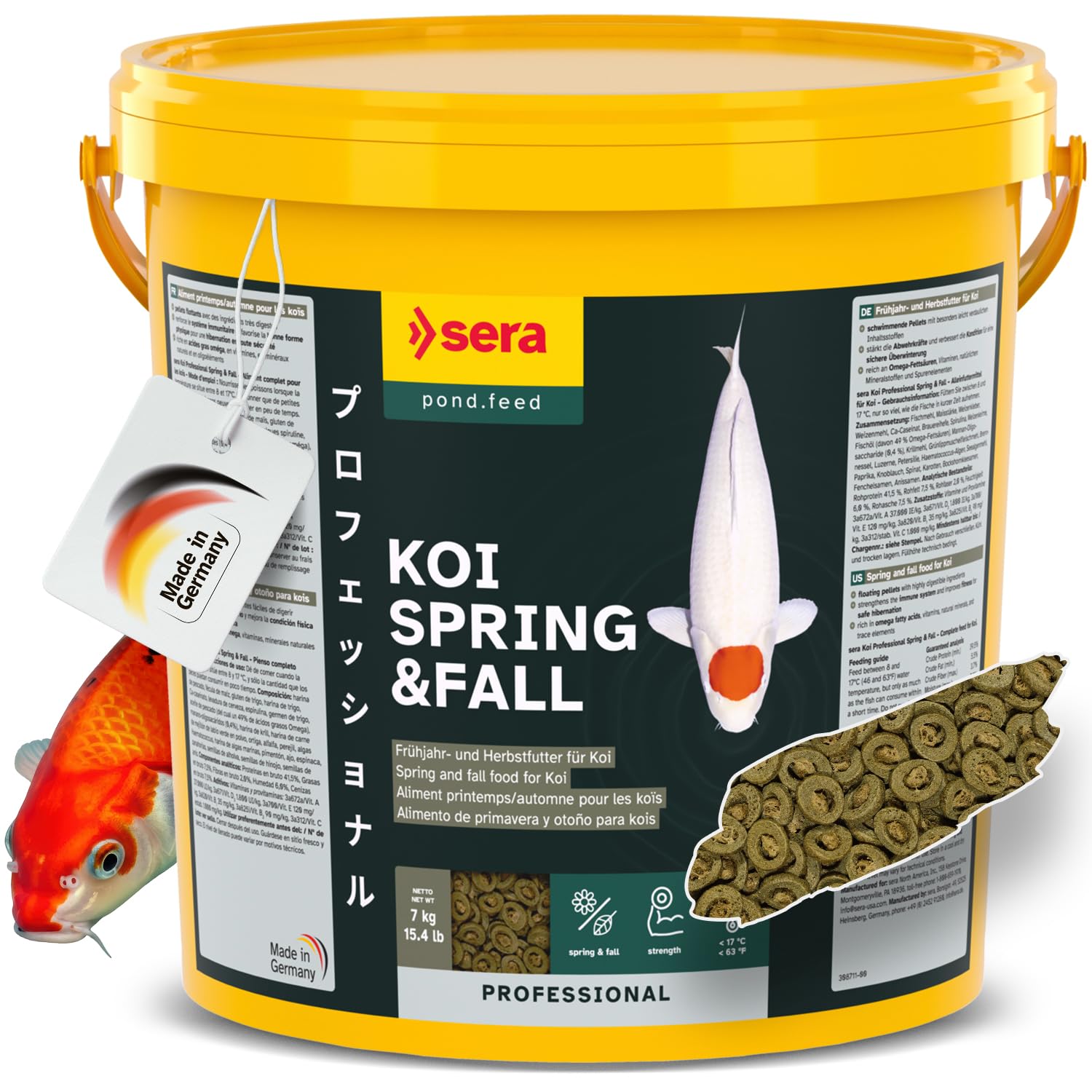 sera Koi Professional Spring & Fall Food 15.43lb| Floating Pellets for Immune Support & Condition | for Temperatures Below 63°F | Enriched with Vitamins & Omega Fatty Acids