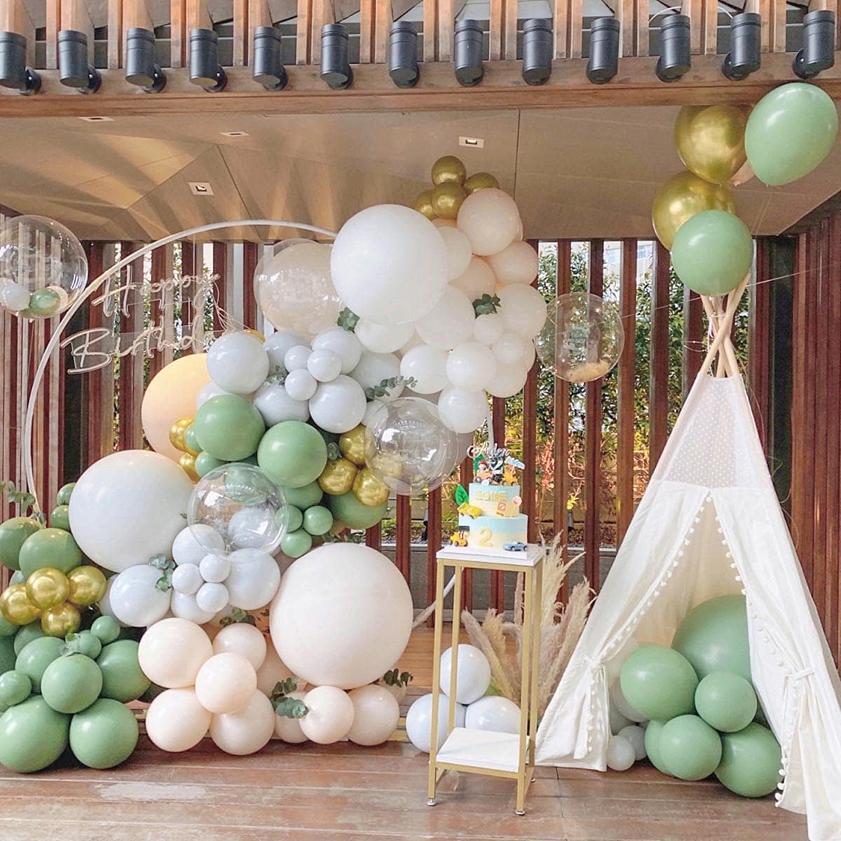 100Pcs Sage Green Balloon Garland Arch Kit, Olive Green Balloons Retro Green Balloon for Wedding Birthday Balloons, Boys Girls Baby Shower Decorations,Jungle Safari Party Decoration - Image 3