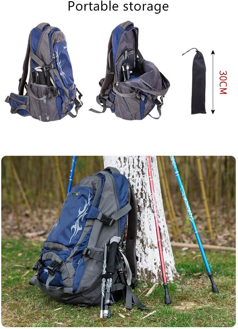 Folding Trekking Poles Ultralight Aluminum Telescopic Hiking Pole Walking Sticks with EVA Non-Slip Grip and Quick Lock System for Traveling Camping Hiking Mountaineering (Dark Blue