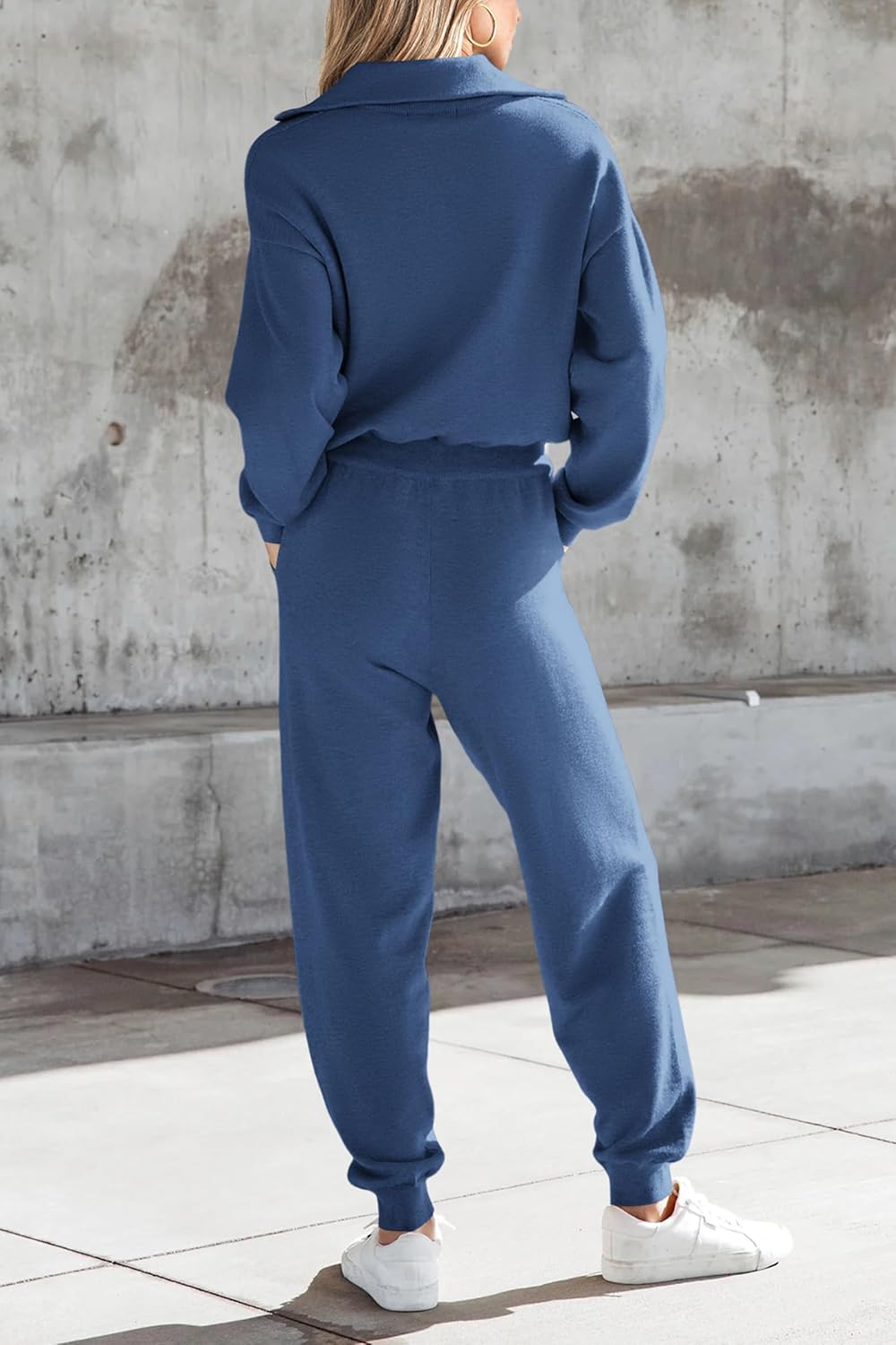 PRETTYGARDEN Women's 2 Piece Sweater Set Pullover Zip Up Sweatshirt Jogger Sweatpants Tracksuit Casual Outfit - Image 2