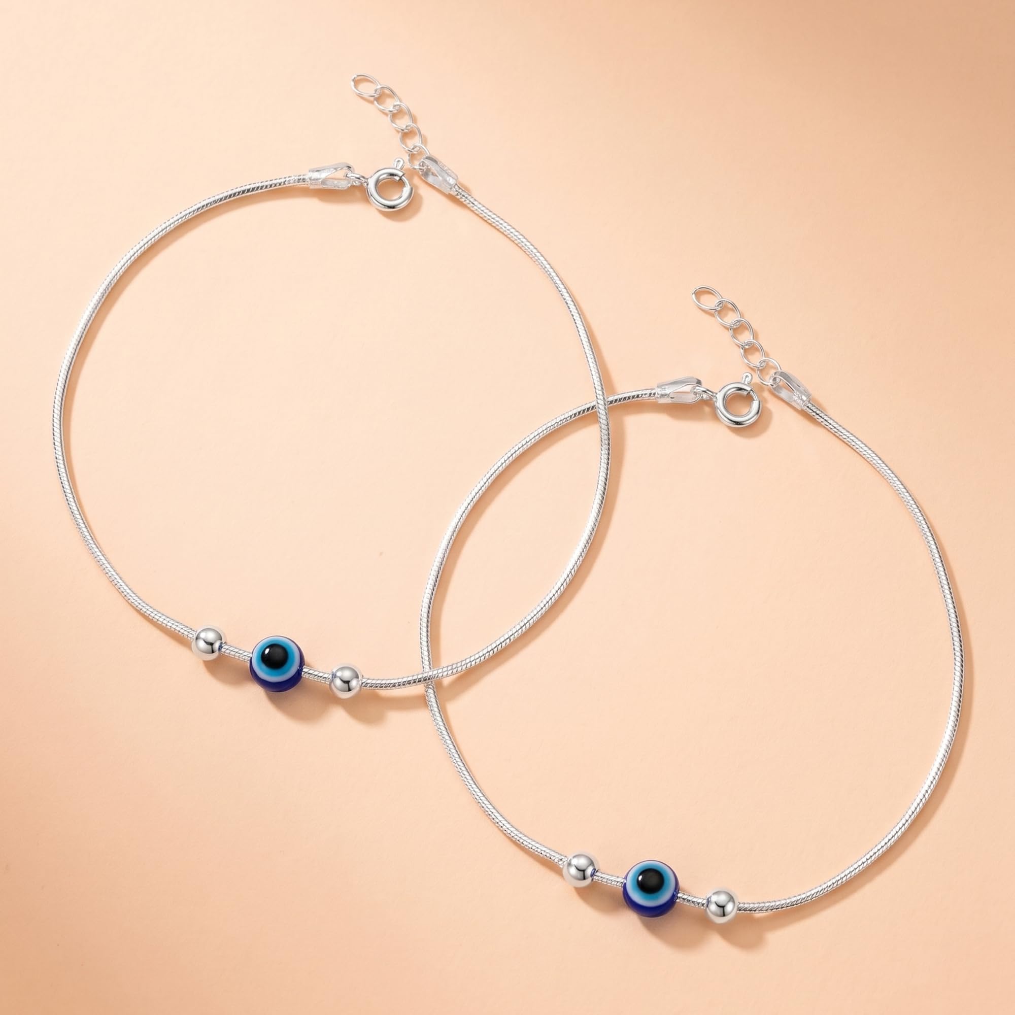 Tobillera para mujer | Plata pura 925 contra el mal de ojo | Tobillera con dije para fiestas, bodas, oficina y uso diario | Regalo para mujeres y niñas | Joyería elegante, elegante y cómoda