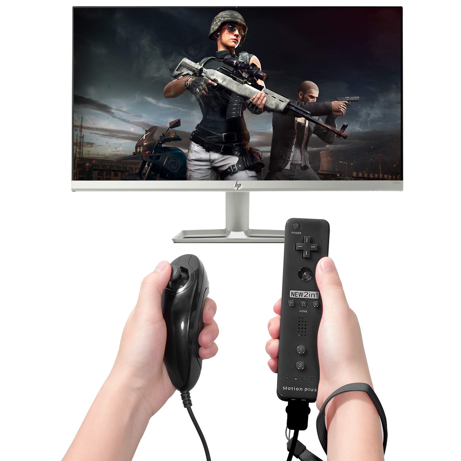 MODESLAB Wii Nunchuck Controller, 2 Pack Nunchuk Controllers Replacement Remote Joystick Gamepad Controller Compatible with Wii Wii U Console