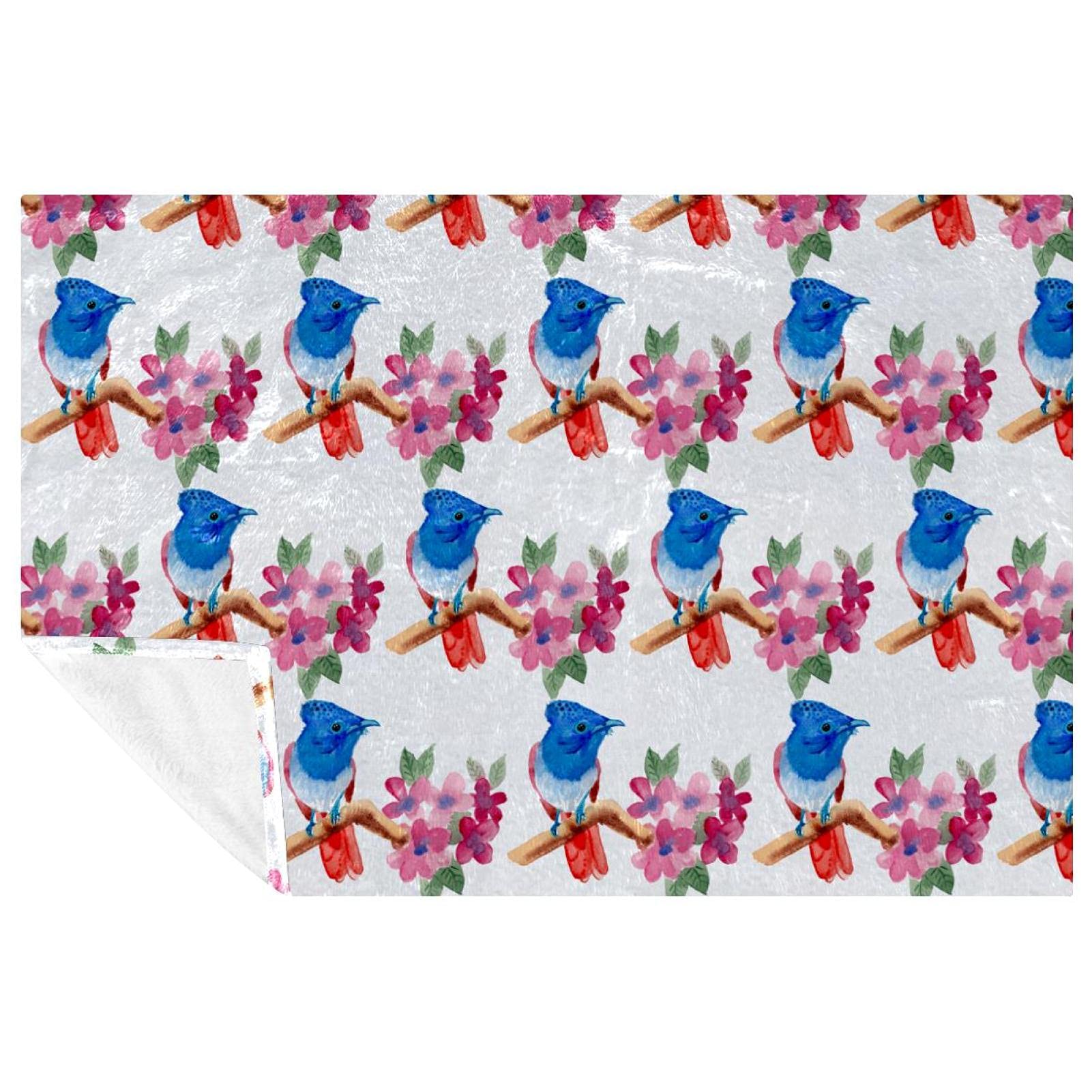 Couverture douce et chaude oiseaux 150x100cm jeté canapé plage